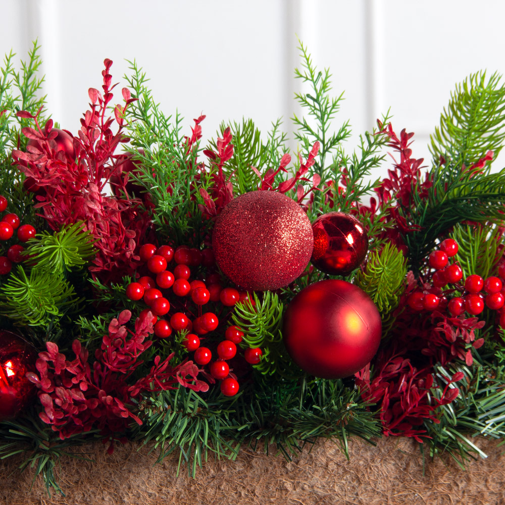 КНг53-1(з)(F) Композиция НГ красно-зелен. h-27см в кокосовом боксе 67х10х5см_5