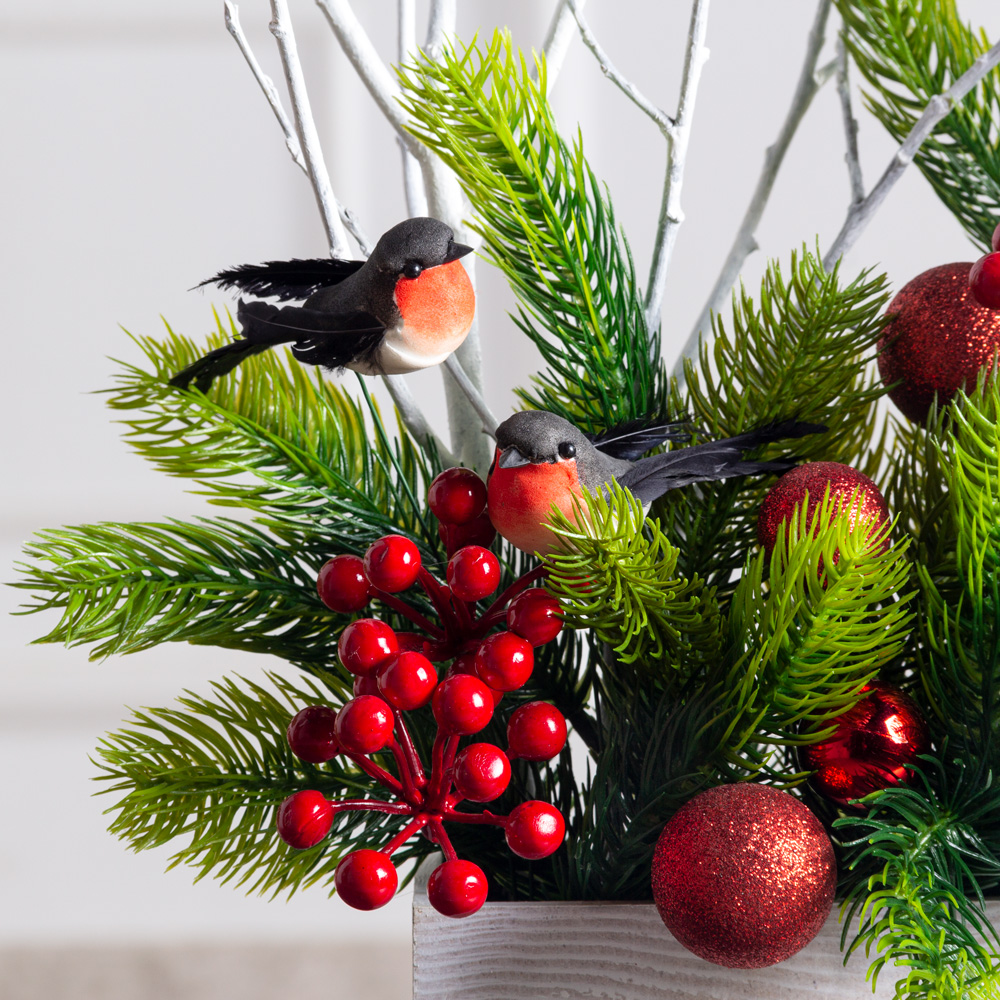 КНг56(F) Композиция НГ со снегирями в ящике 20х9хh8см _2