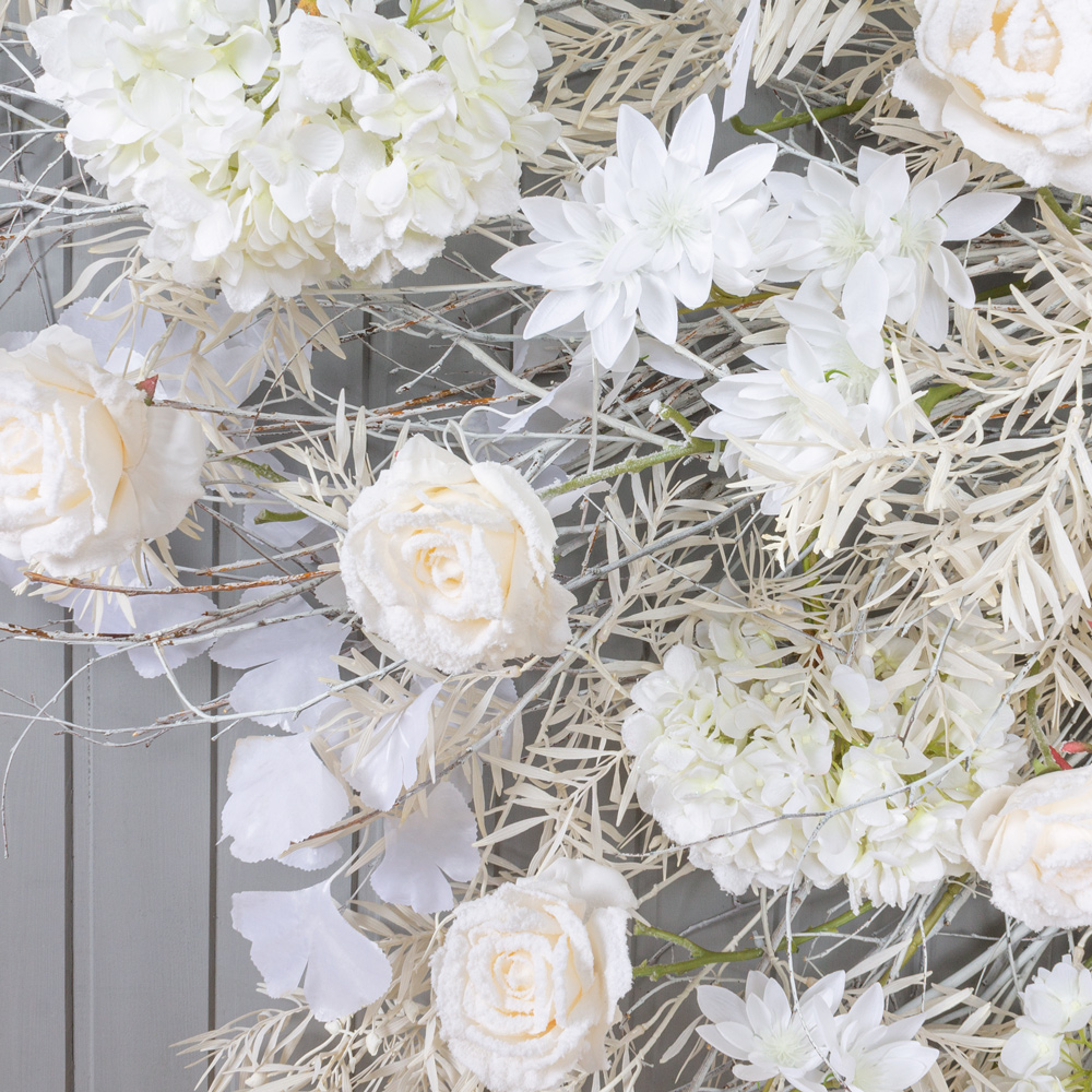 Л92-1 Гирлянда искусственная зимняя с цветами ампельная L100см_5