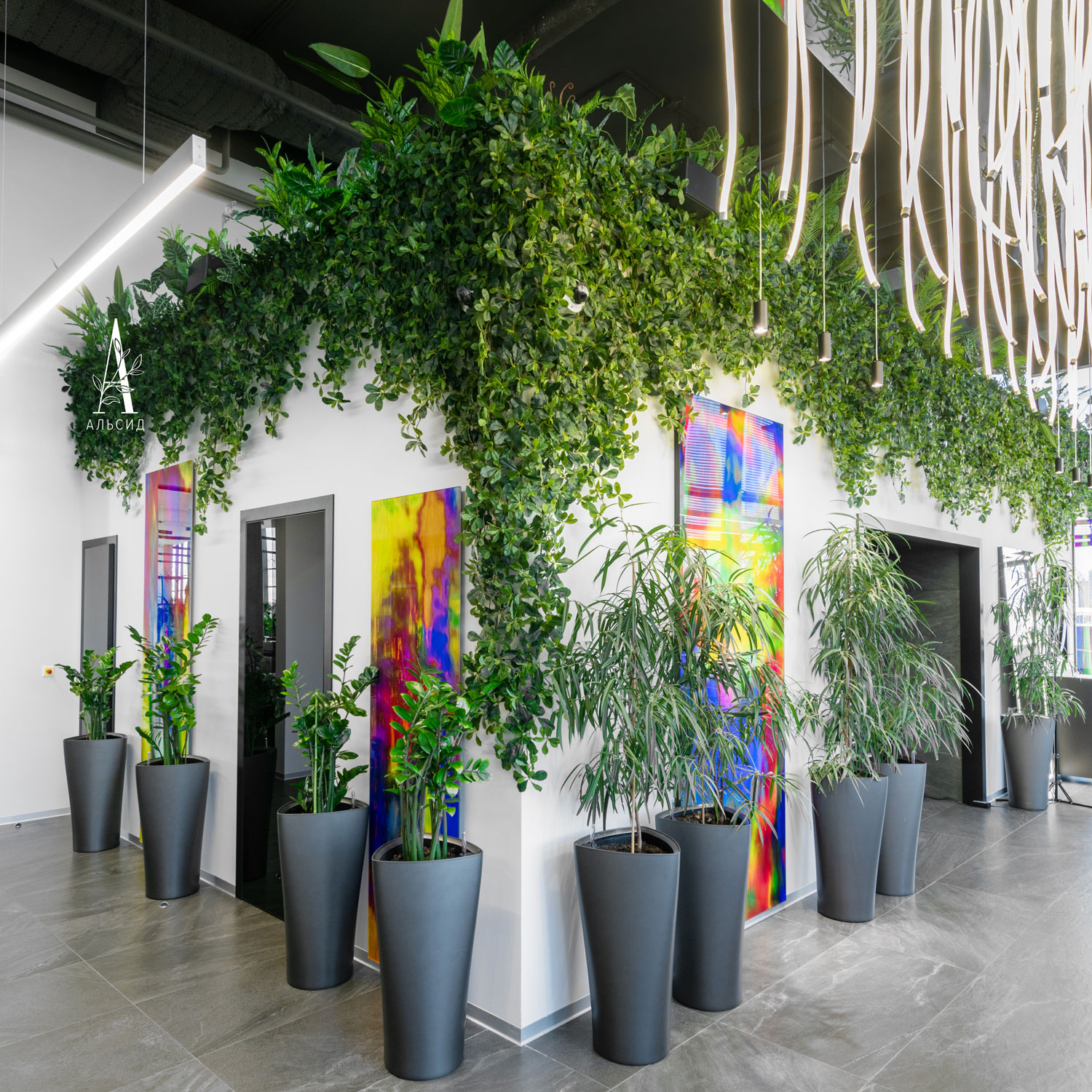 Л01-14(з)(Пр)(F) Лиана Шеффлера искусственная L100см (свес 100см)_4