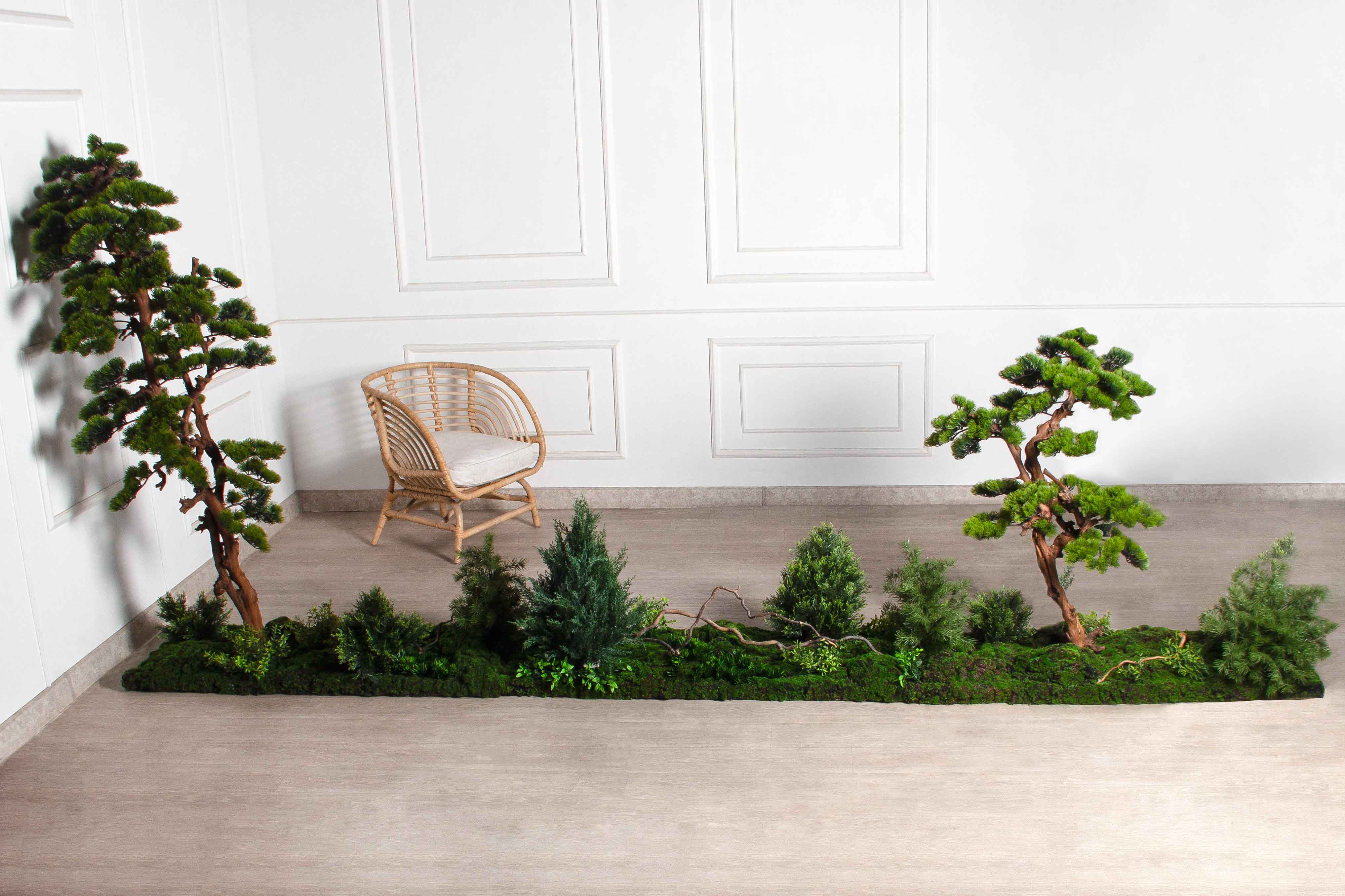 БС180/ОС/30-1(з)(F) Композиция искусственная с сосной h180см, h115см на основании 390х46см_2