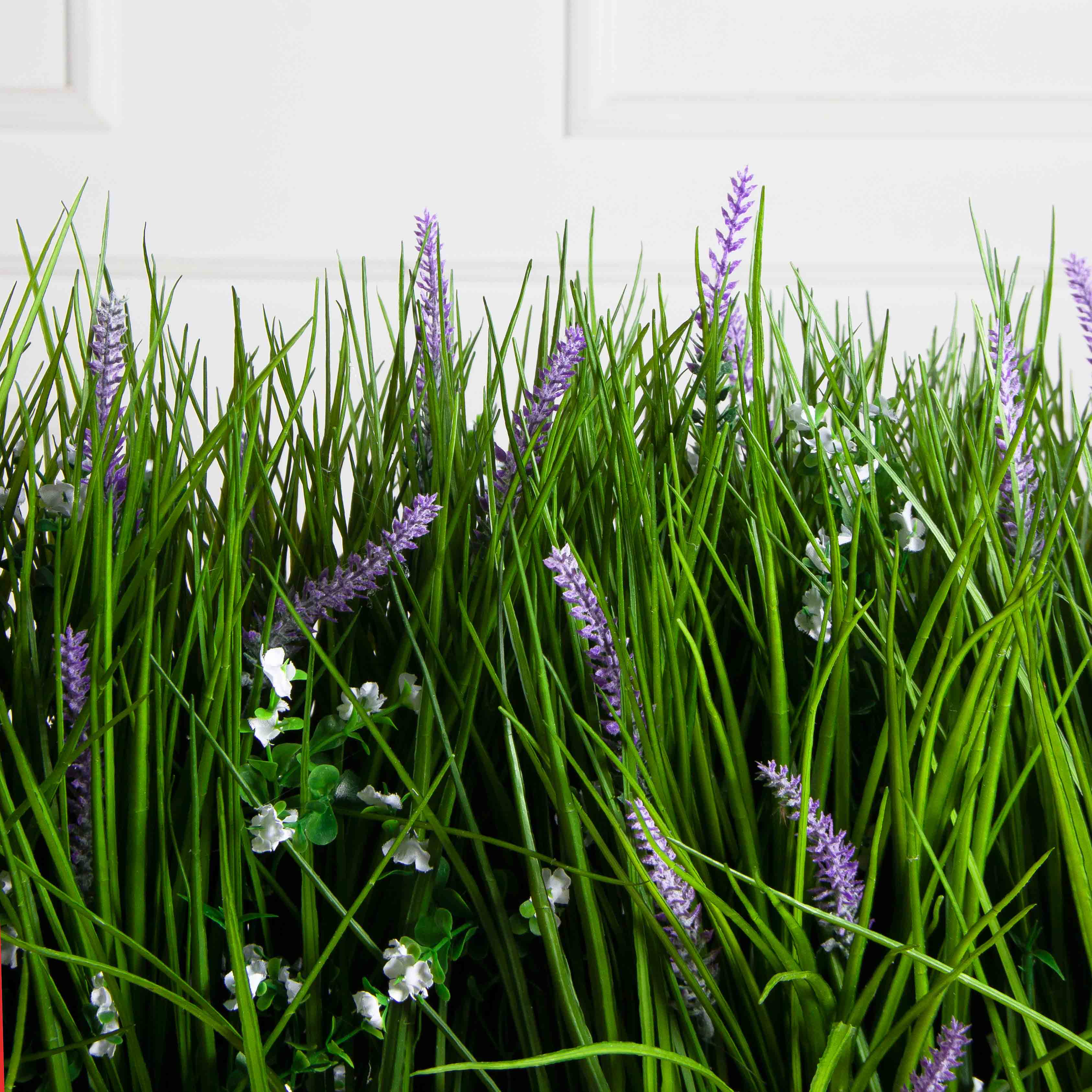 Б012(з)(F) Лаванда искусственная с травой h40см в кокосовом боксе 80х19х10см, сиреневая_5
