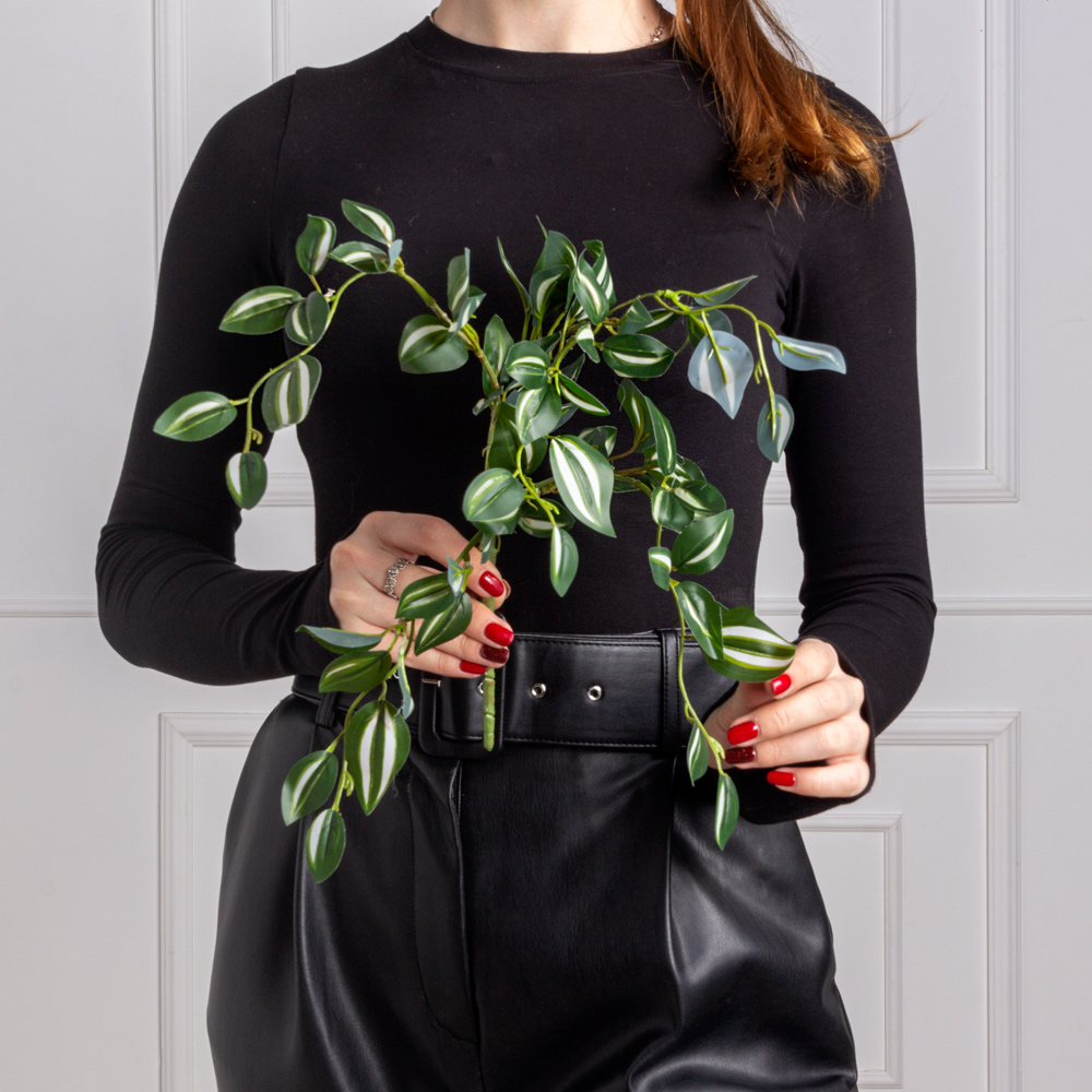 7143/0901-03/1 Традесканция искусственная куст h40см, зелено-белая_2