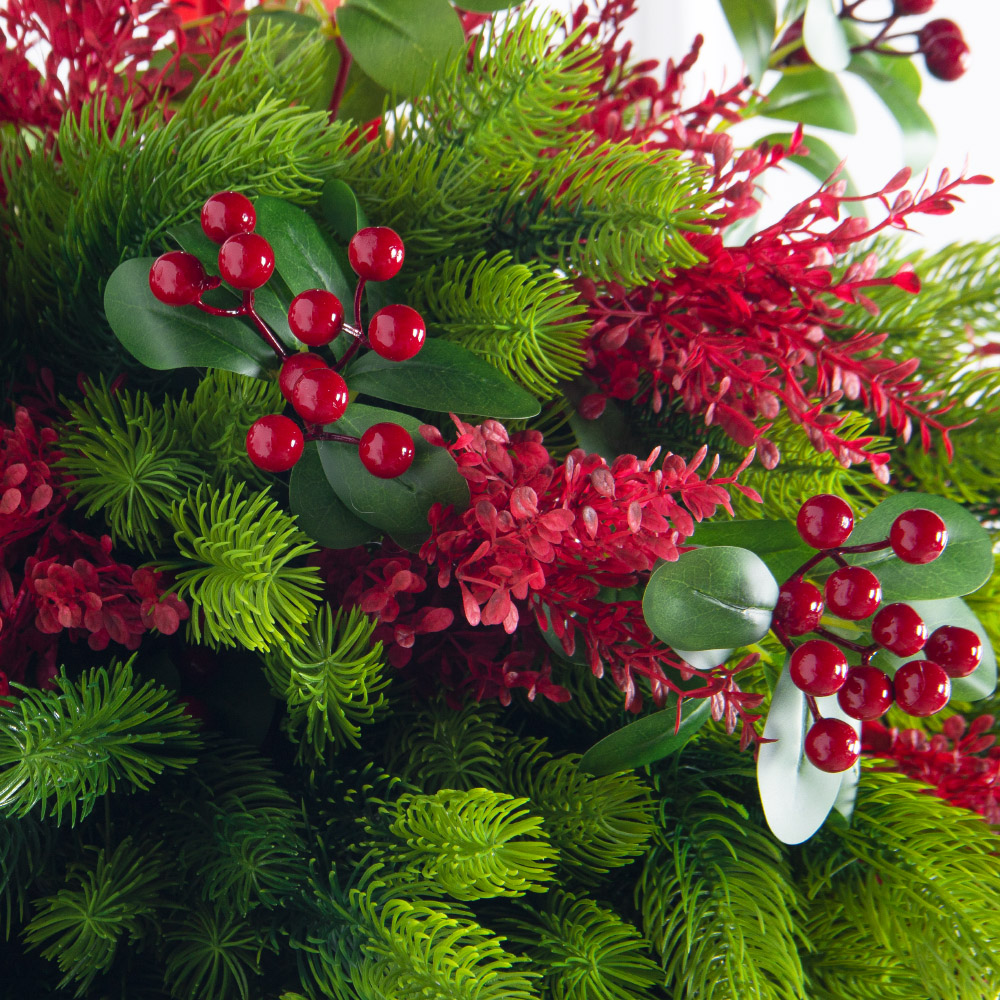 К559-2(Пр)(F) Композиция искусственная НГ подвесная с красным декором_5