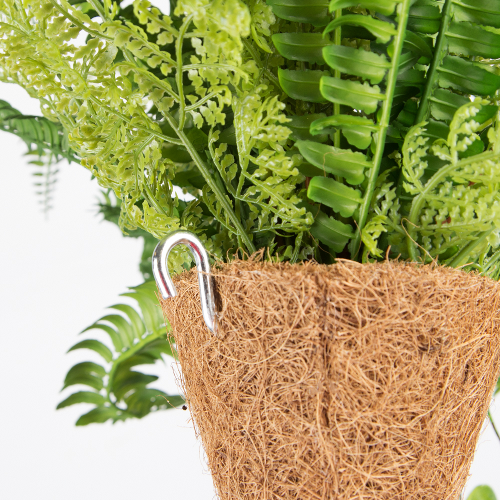 КН15-3/2(з) Папоротник ампельный h23см(силикон) в кокосовом конусе d11;h15см_3