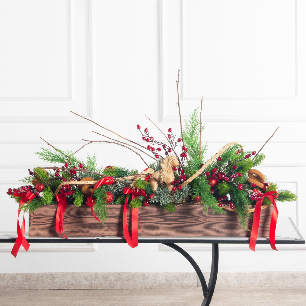 К560(Пр)(F) Композиция искусственная НГ в русском стиле, на основании_2