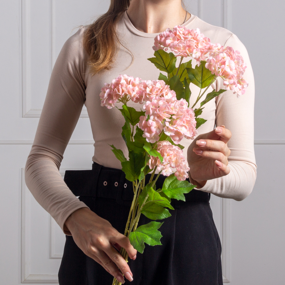 7141А/0443-15/1(F) Калина цветущая искусственная ветка 2 соцветия(латекс), h68см, розовая_3