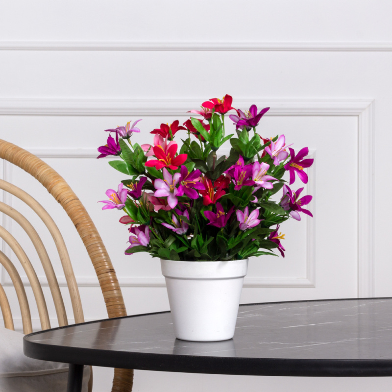 ЦС109(з) Колокольчики искусственные микс h20см в кашпо d11см_99