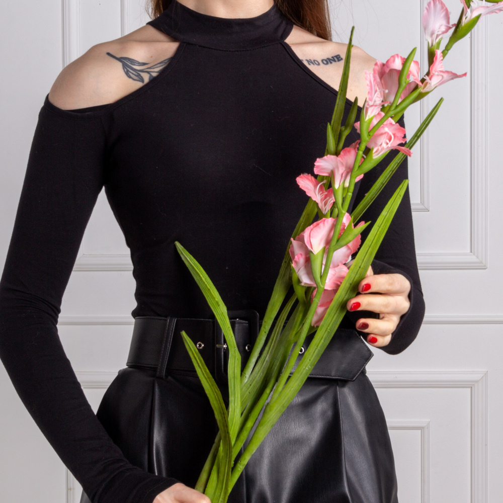 7141А/9120-26/1Р Гладиолус искусственный h85см, розовый_3