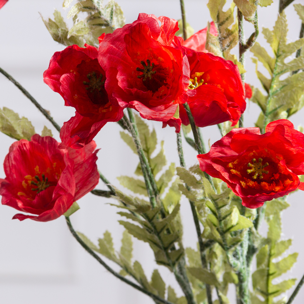 7141/А2793-08(F) Мак искусственный h70см, 5голов, красный_1