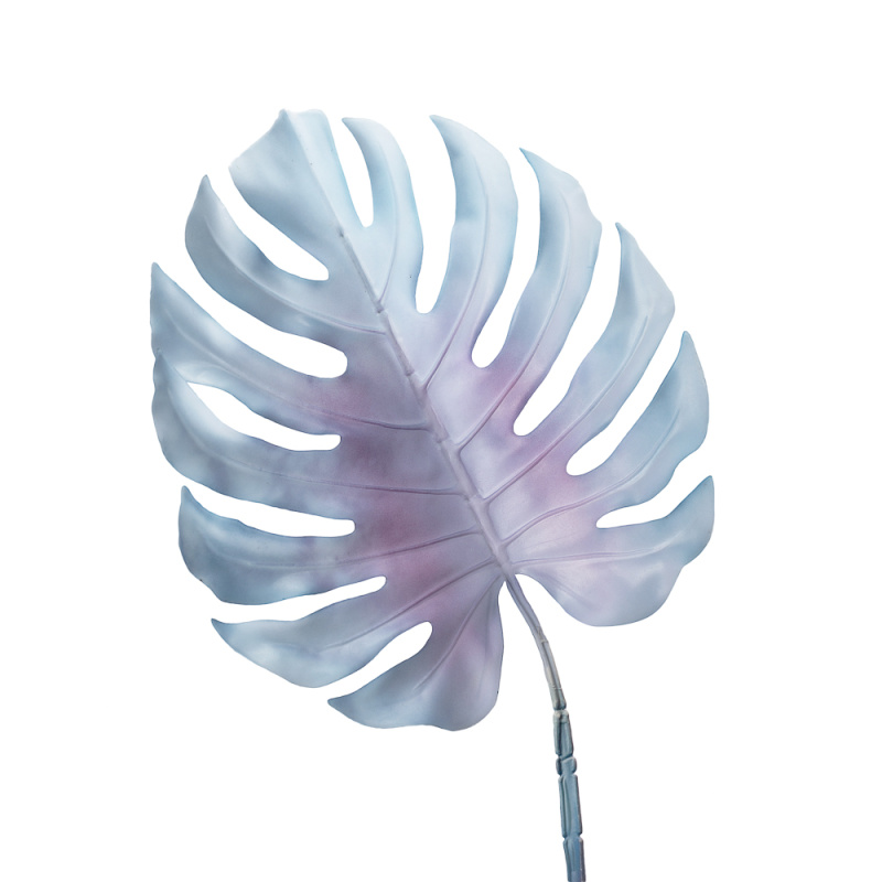 7143/0030-6/10 Лист Монстеры искусственный, голубой, большой h 90 см (40+50)