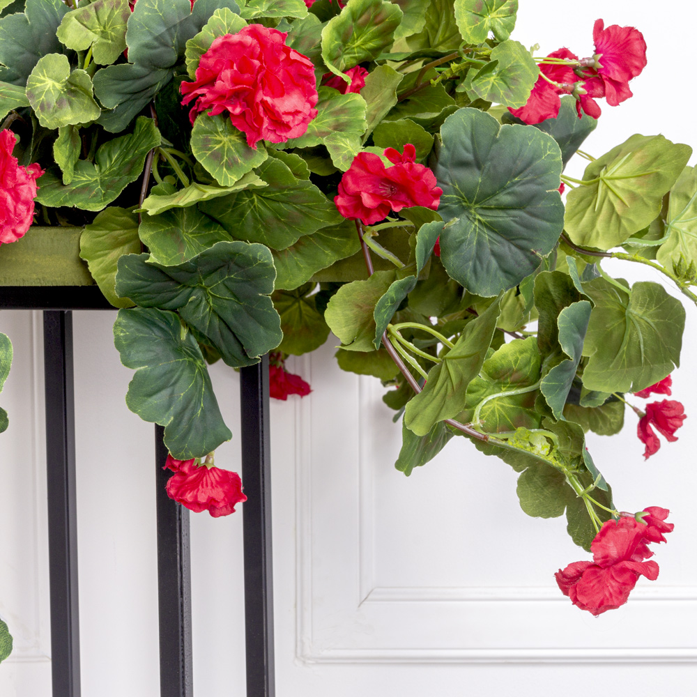 Ц0031-5(з) Композиция искусственная Пеларгония на вставке d38см, красная_2