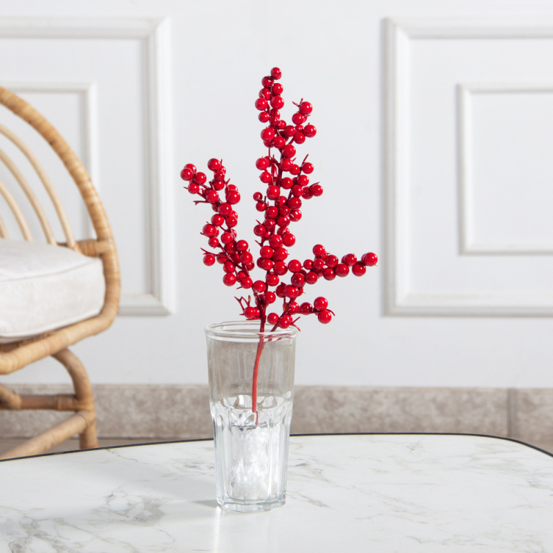 736А/9271-0029/1(F) Ветка с красными ягодами h25см(18+7см) 3 ветки_1