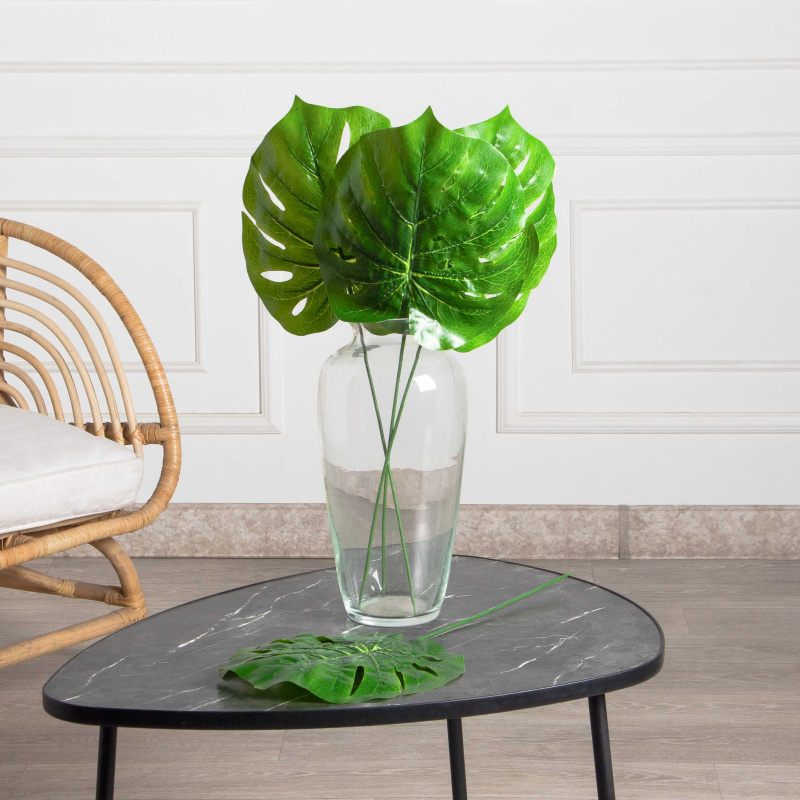 7143/0027-6/2(Уценка)(F) Лист Монстеры искусственный, латекс средний_1