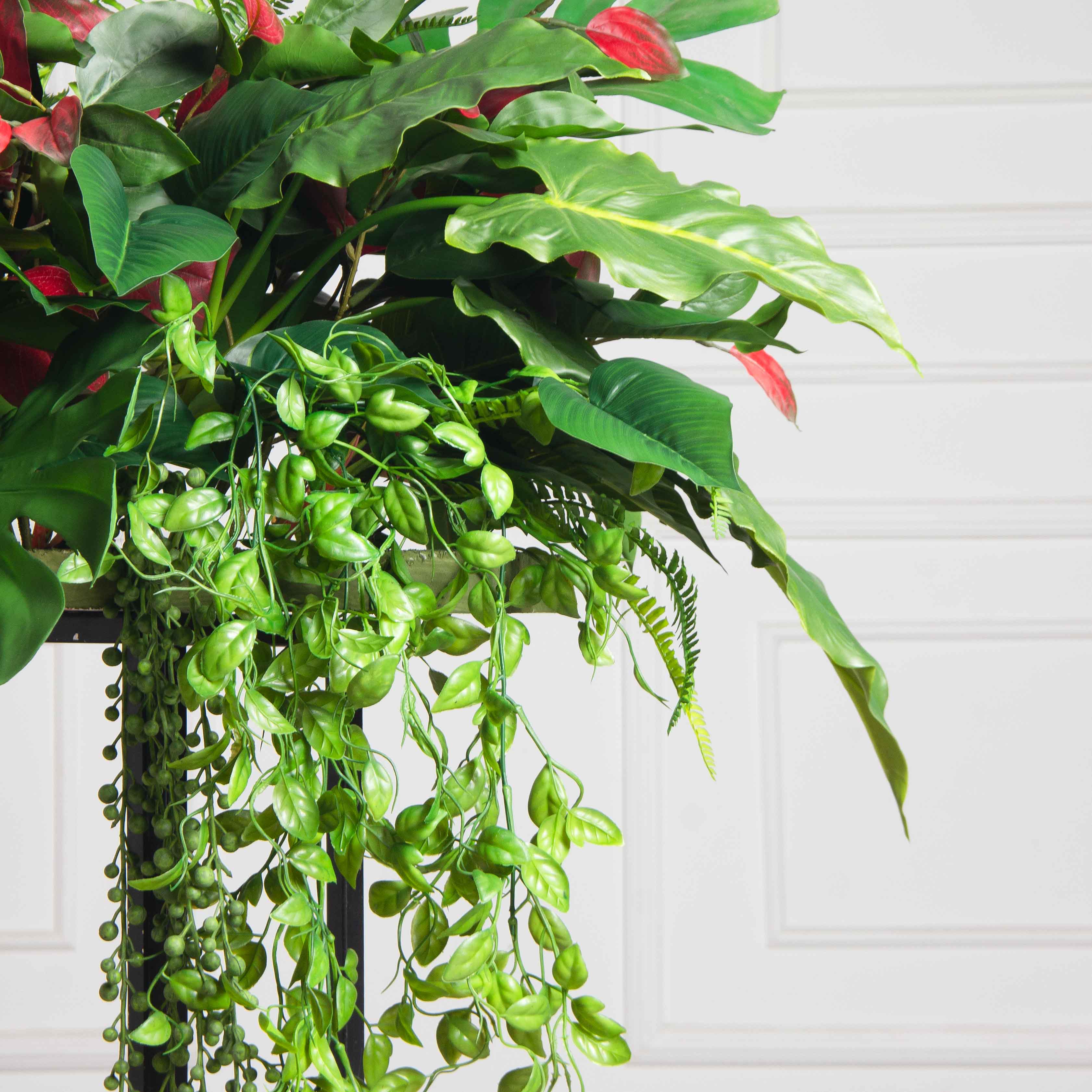 ВМ35-2(з)(Пр)(F) Композиция искусственная Микс зелено-бордовая на вставке 50х22х3см_5