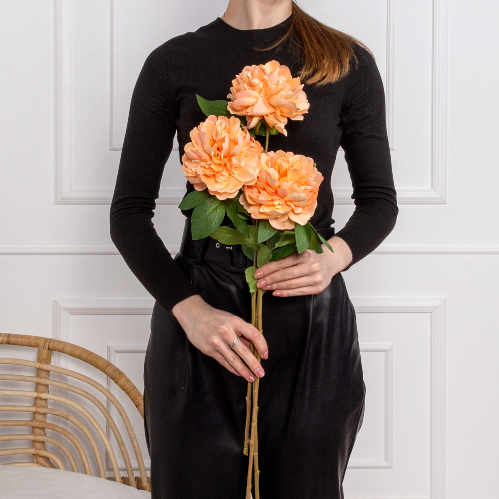 7141А/9120-22/13Р Пион искусственный 1 голова d13см, h64см, персик_3