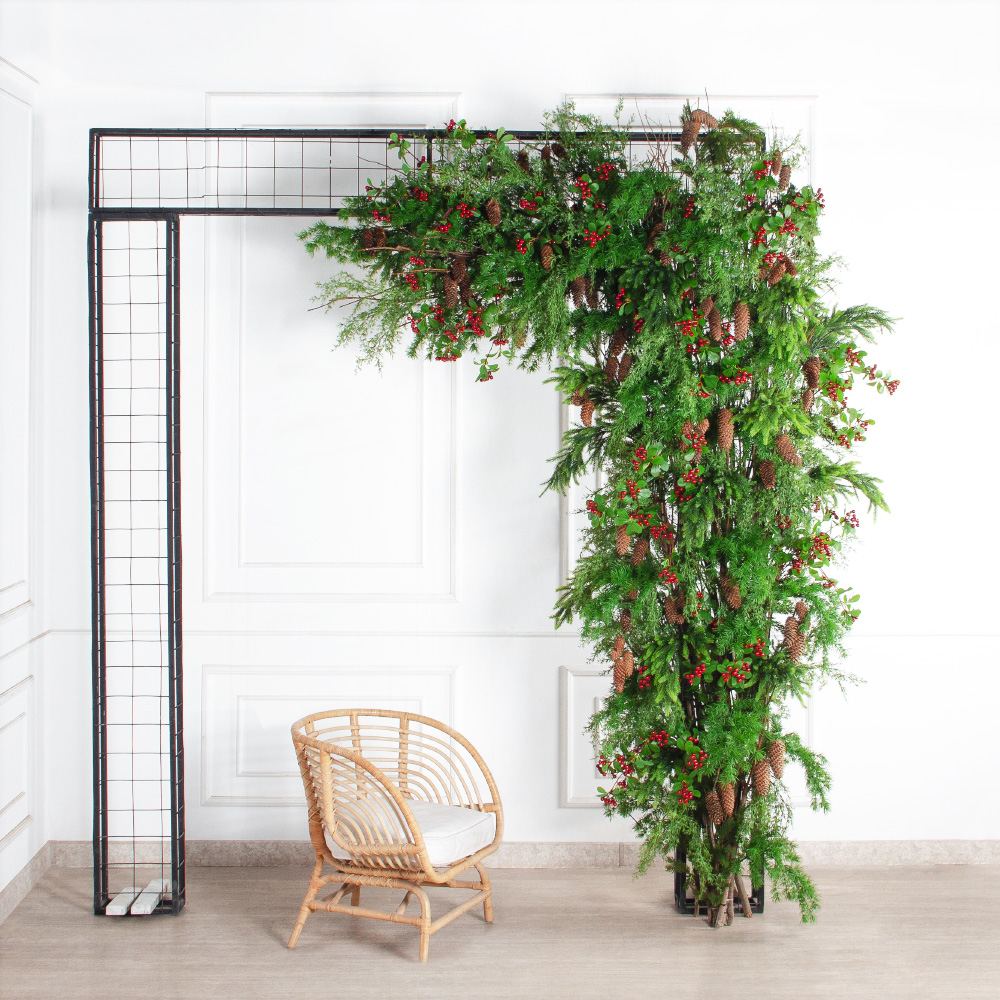 ДЛ183(Пр)(Fix)(F) Декор входной группы хвойный с ягодами h290см на прутьях,пристенный_4