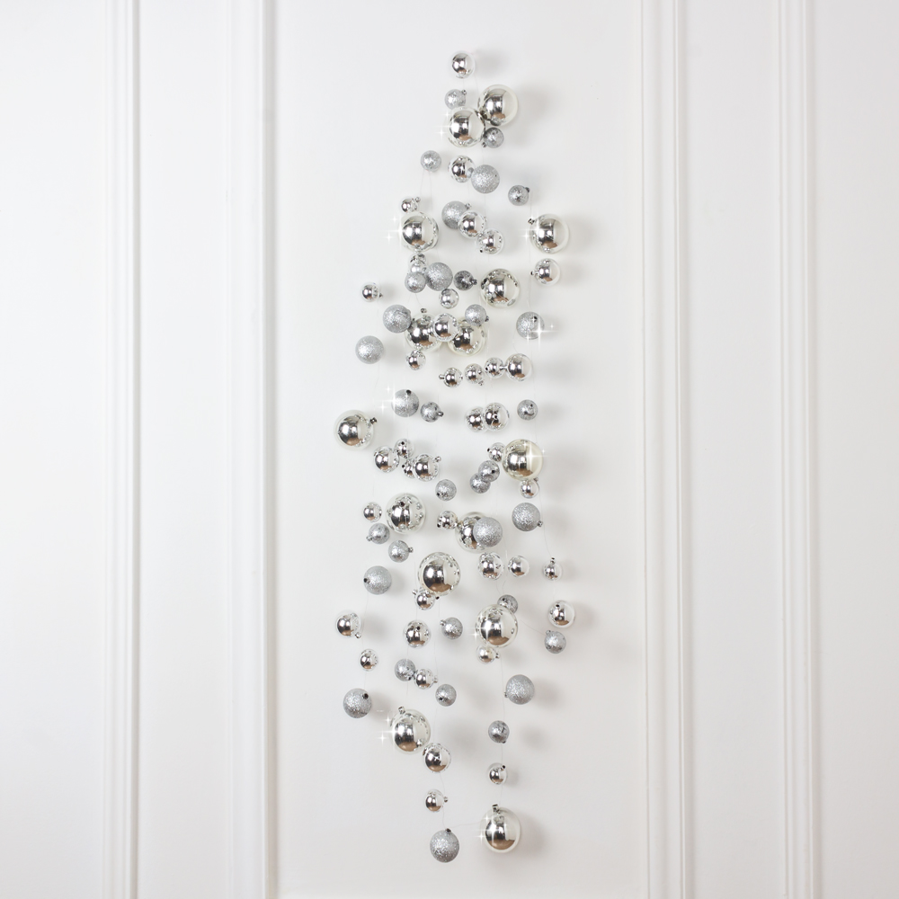 Л90-2 Гирлянда искусственная из новогодних шаров L100см, серебро_3