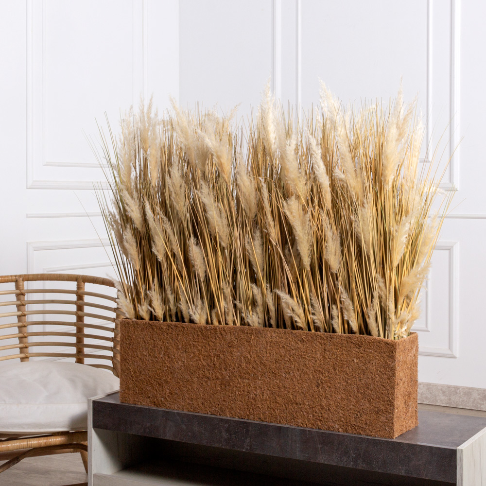 ТД007-12(з)(F) Трава Осока искусственная h60см в кокосовом боксе 84х16х24см_1