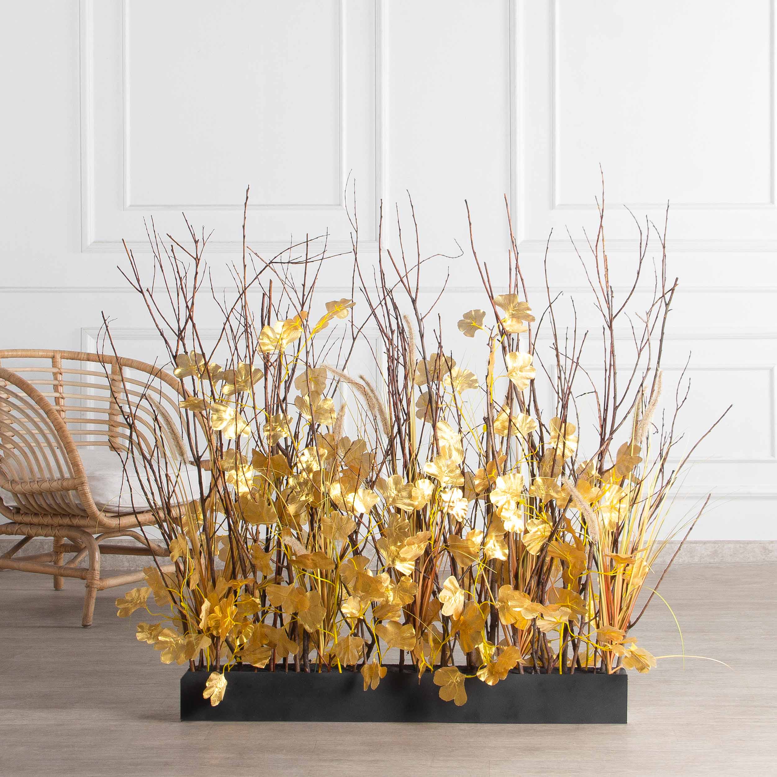 К541(Пр)(F) Композиция искусственная с гинкго на основании, золото_3