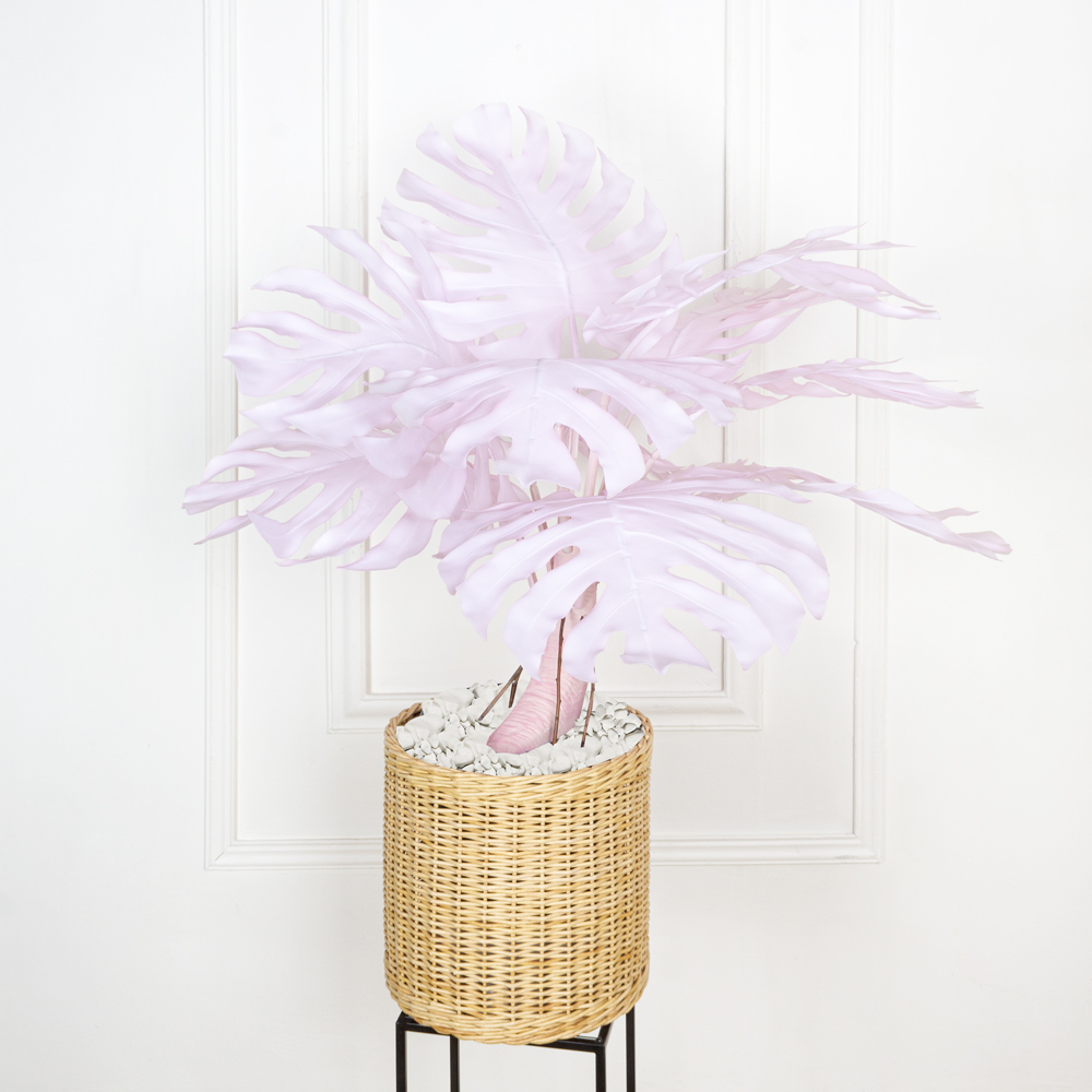 080/К/ССТ/371-2(з) Монстера искусственная розовая на стволе h80 см (латекс) _7