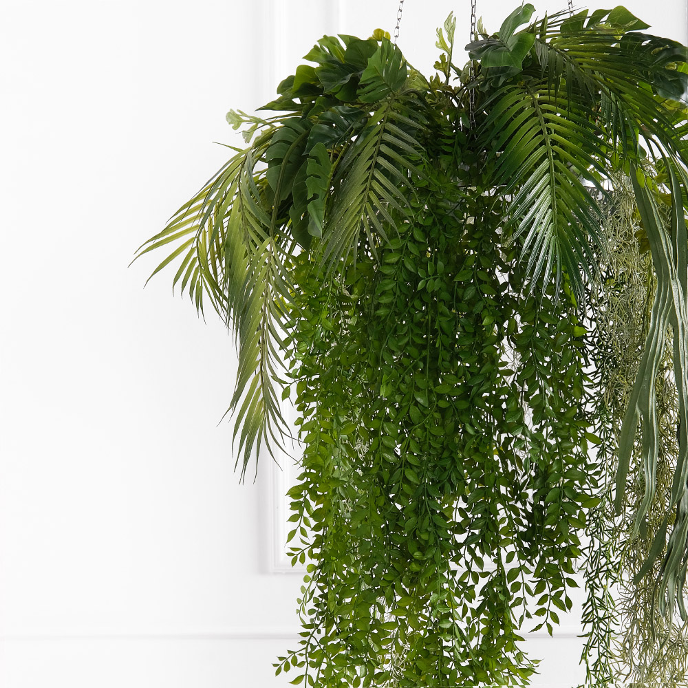 КЗ/23(F) Композиция искусственная Тропический микс с Тилландсией d40см на основ. с зеркальным дном_6