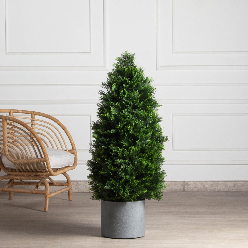 Т120/1466(F) Туя искусственная конус Люкс д/улицы h120см (искусственный ствол)_1