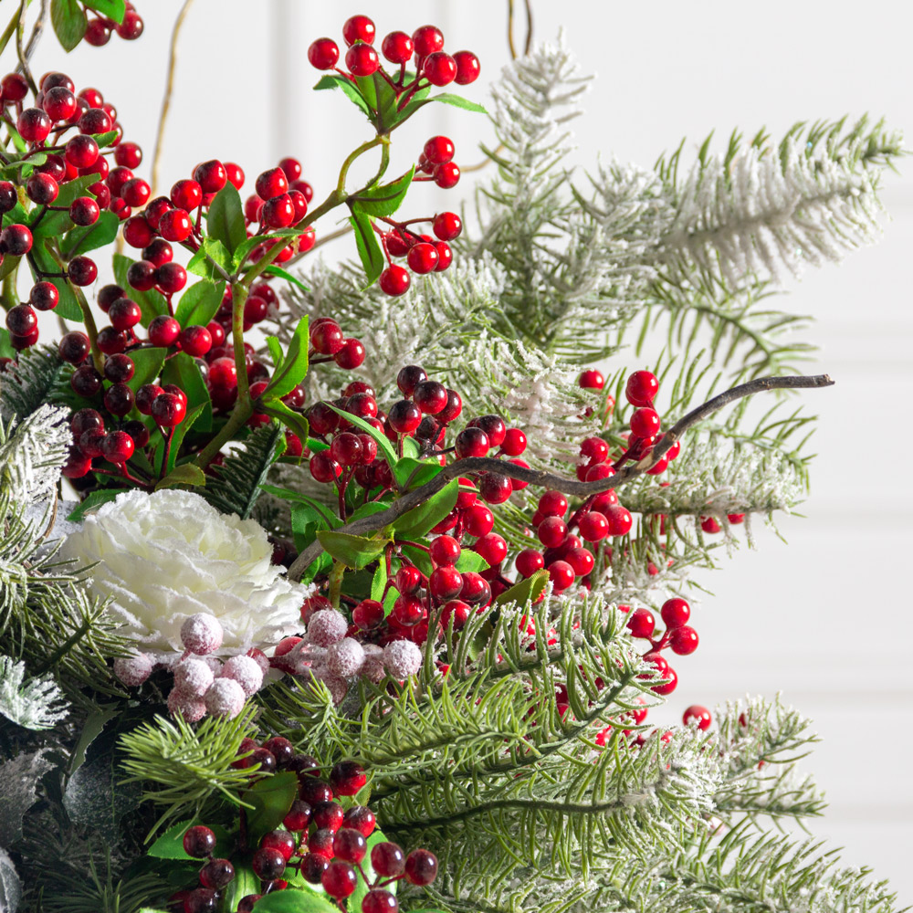 КНг64(F) Композиция искусственная НГ хвойная с ягодами в кашпо_3