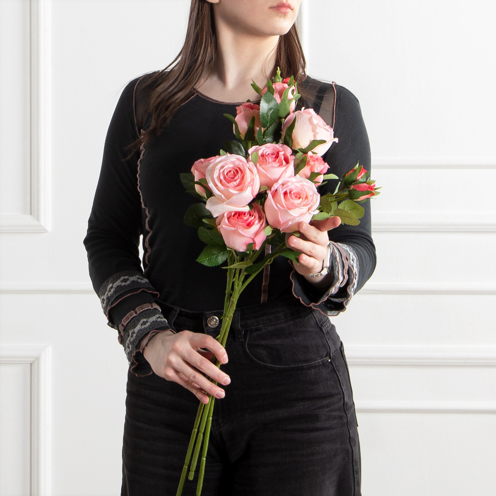 7141А/0108-0360/5(F) Роза искусственная h65см 2головы 2бутона,светло-розовая_5