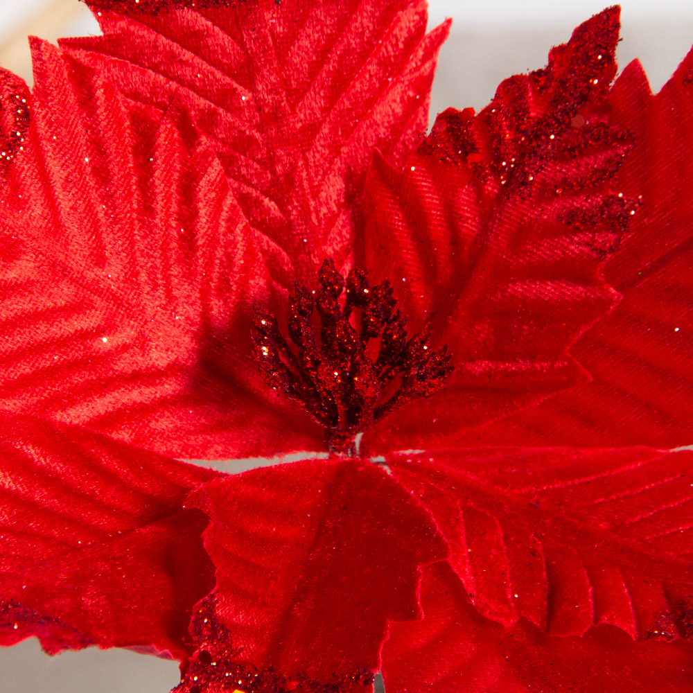 736А/9271-6317/2(Чп)(F) Пуансетия НГ с блёстками h26см(нога h20см d32см) красная_3