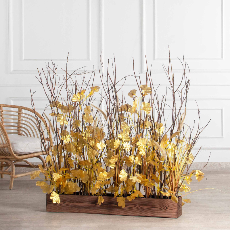 К541(Пр)(F) Композиция искусственная с гинкго на основании, золото_1