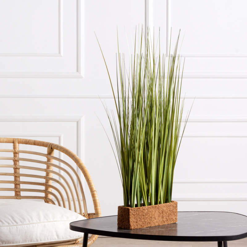 ТД023 Трава Осока искусственная h70см в кокосовом боксе 25х8х8см