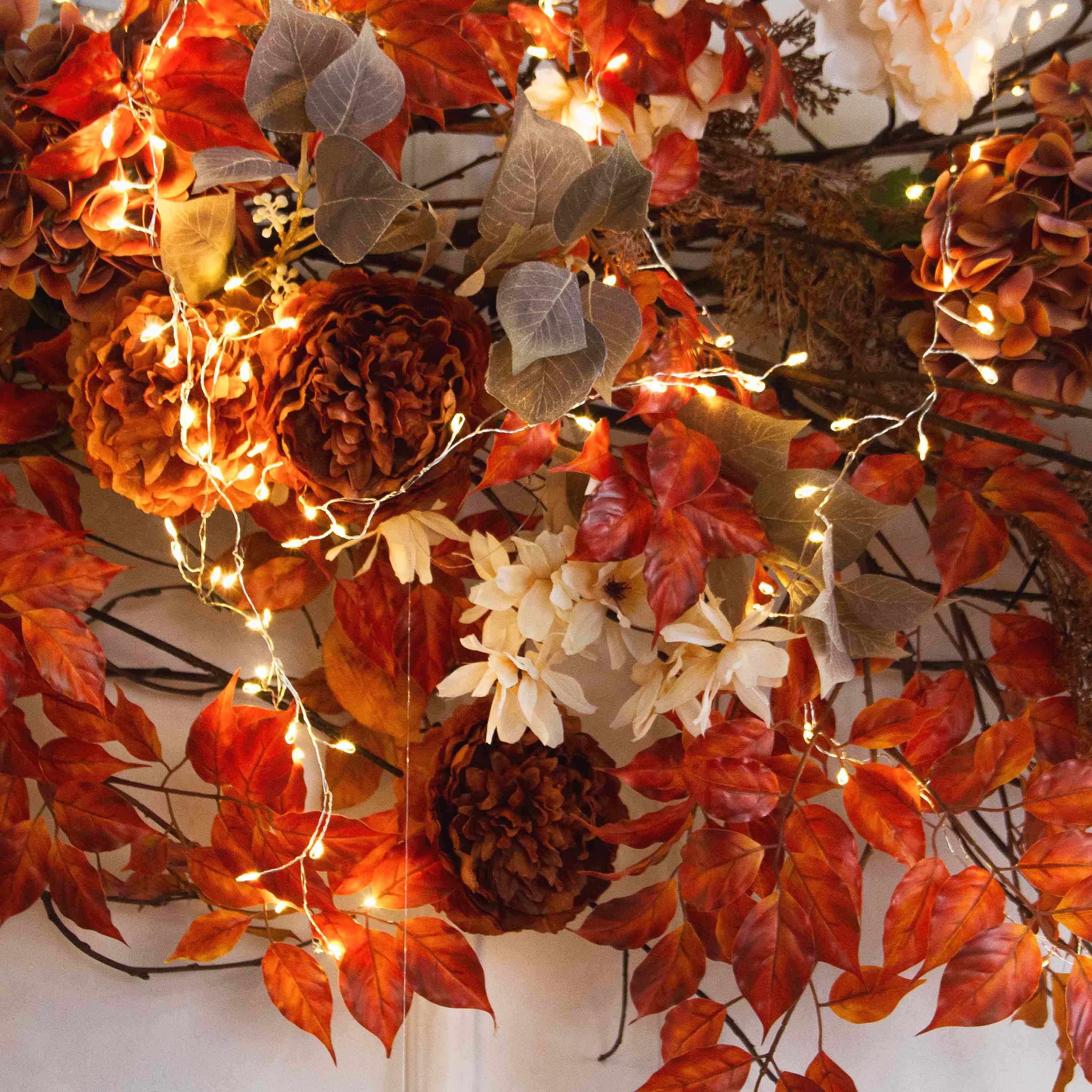 Л172/СВ03(Пр)(F) Лиана искусственная с гирлянлой Роса, бежево-терракотовая L100см_4