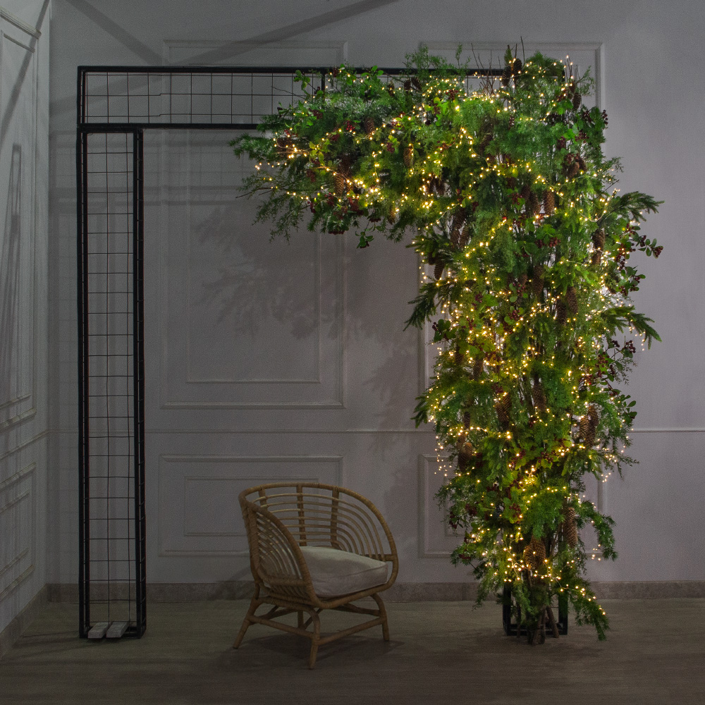 ДЛ183/СВ03т(Пр)(Fix)(F)Декор вход.груп. хвойный с ягодами h290см н/прутьях, прист.с гирляндой Роса_4