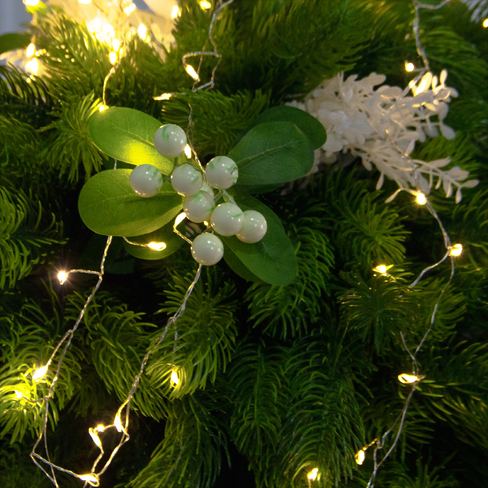 К559/СВ03т-1(Пр)(F) Композиция искусственная НГ подвесная с белым декором и гирляндой Роса_2