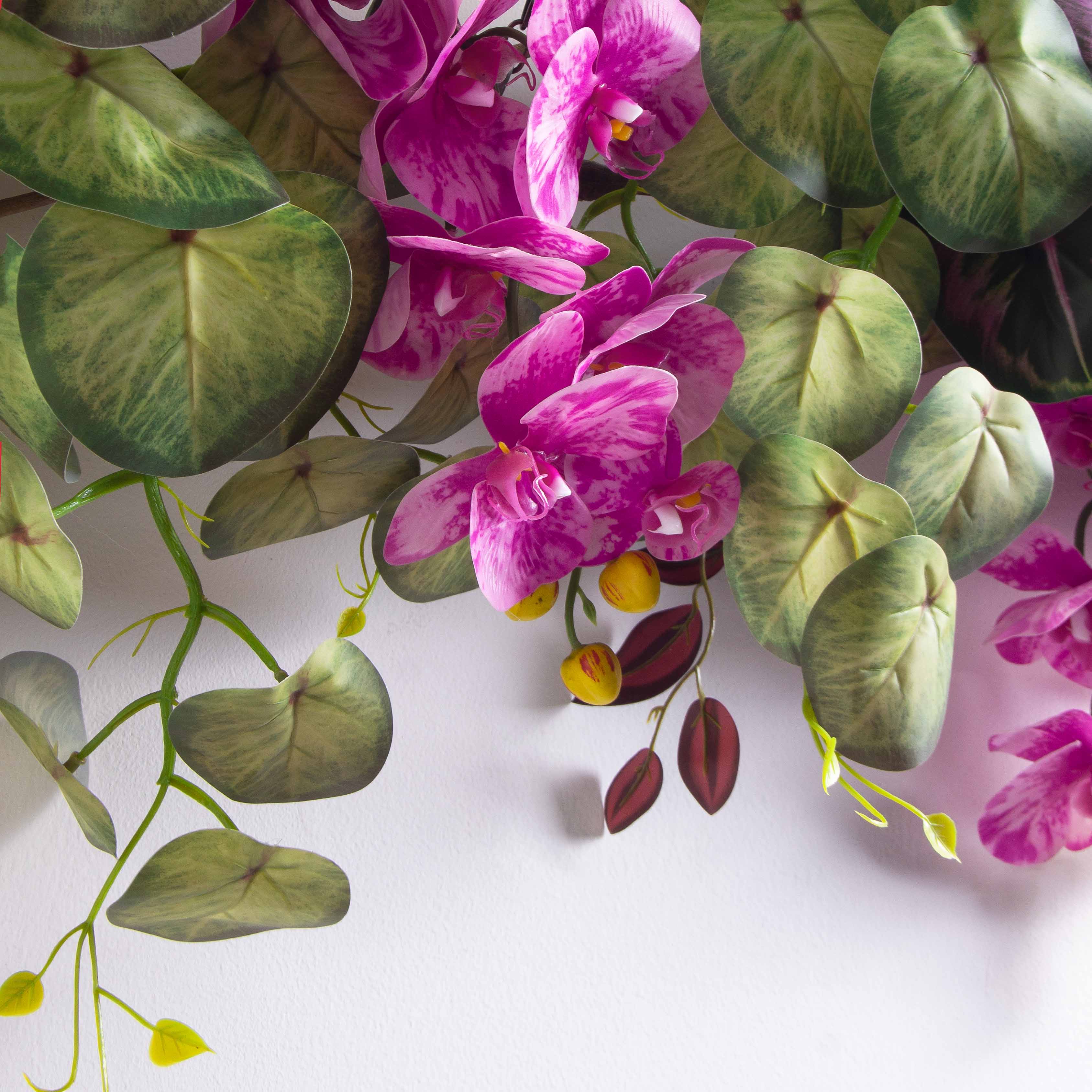 Л135-2(з)(F) Лиана тропическая с бордовой традесканцией и орхидеей L100см_4