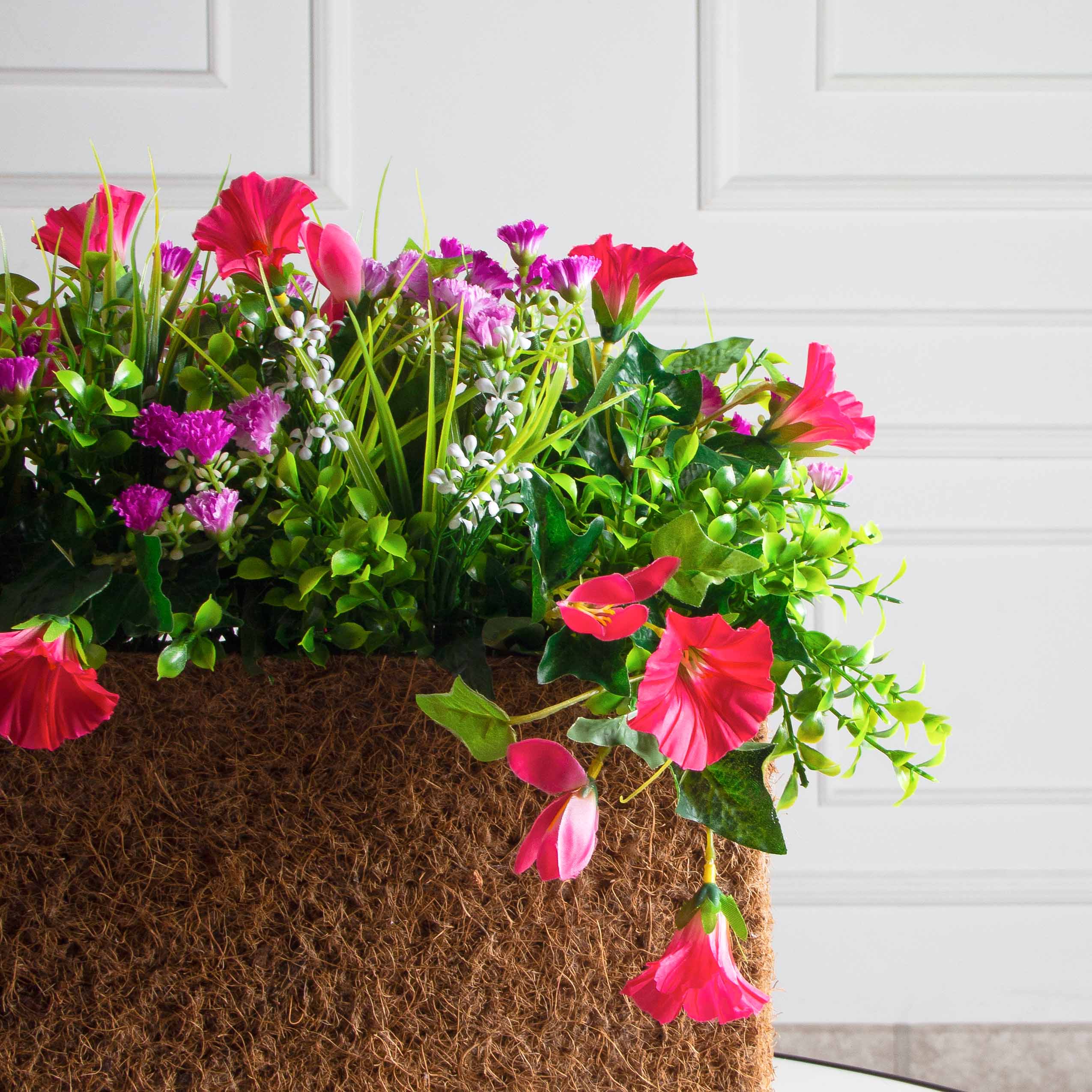 Ц601-4(з.)(F) Петуния ампельная (розовая) h17см(латекс) в кокосовом боксе 35х15х17см_6