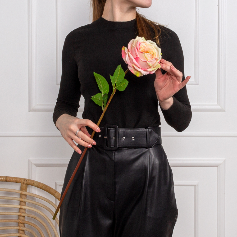 7141А/9120-25/1Р Роза искусственная 1 голова d13,5см, h67см, розовая_4