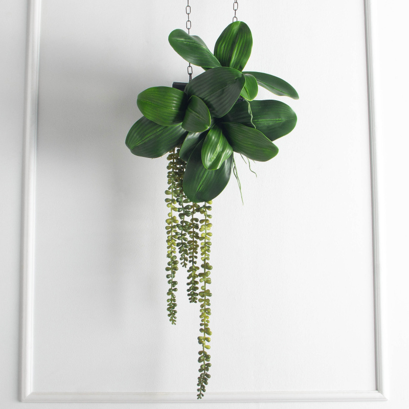 БК20(F) Композиция с листом орхидеи на блоке 15*h10см_1