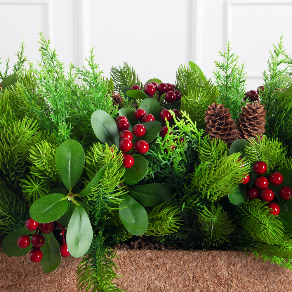 КНг57-5(з)(F) Композиция НГ искусственная с ягодами в кокосовом боксе 85х15х10см_4