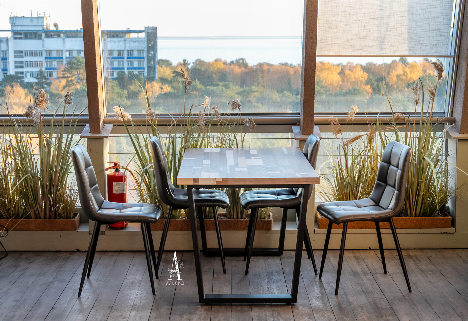 ТД097-6(з) Трава Осока искусственная с камышом в кокосовом боксе 95х20х8см, желто-зеленая_4