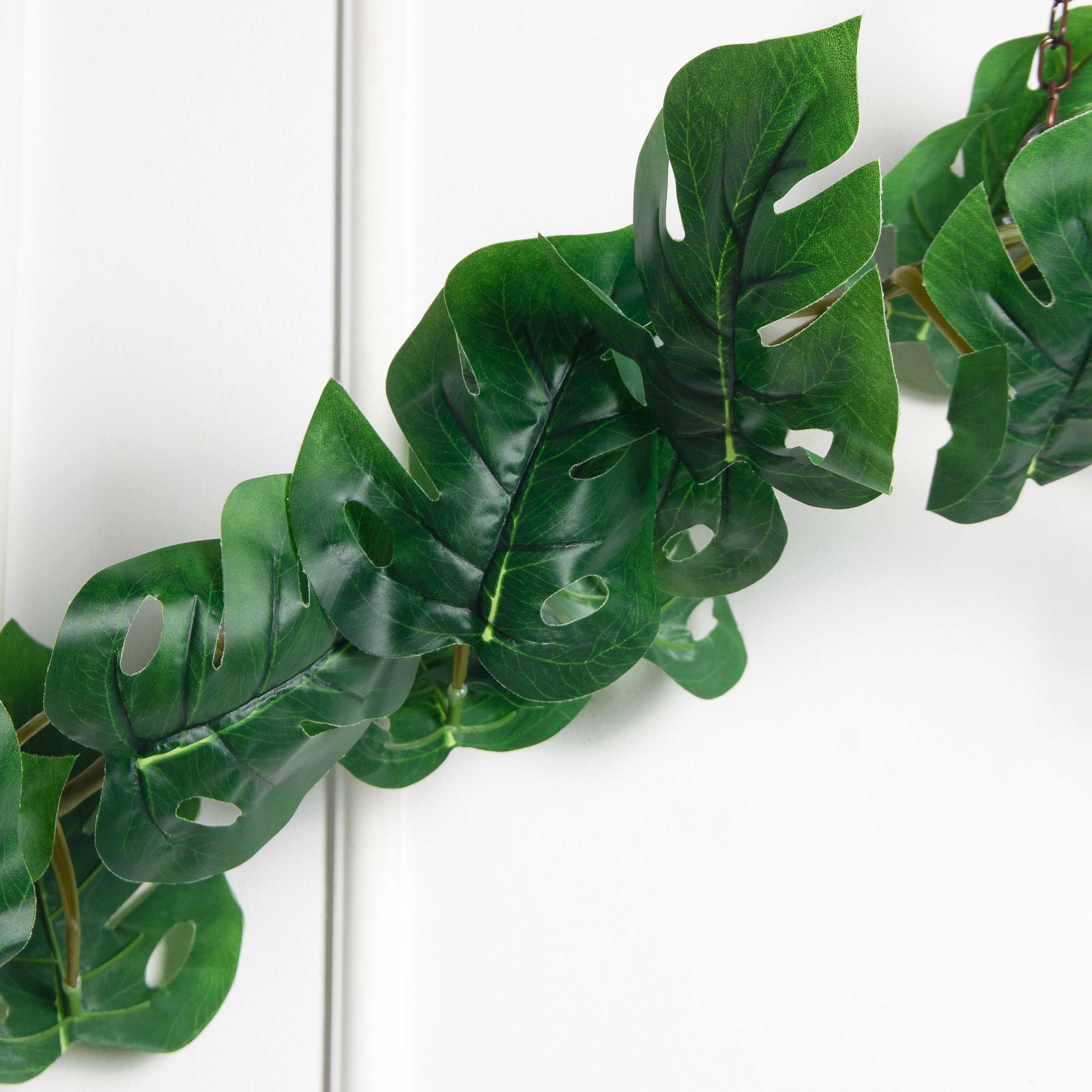 7144А/0016-355(F) Лиана монстера искусственная h150см(144+6) листья 11хh12см_4