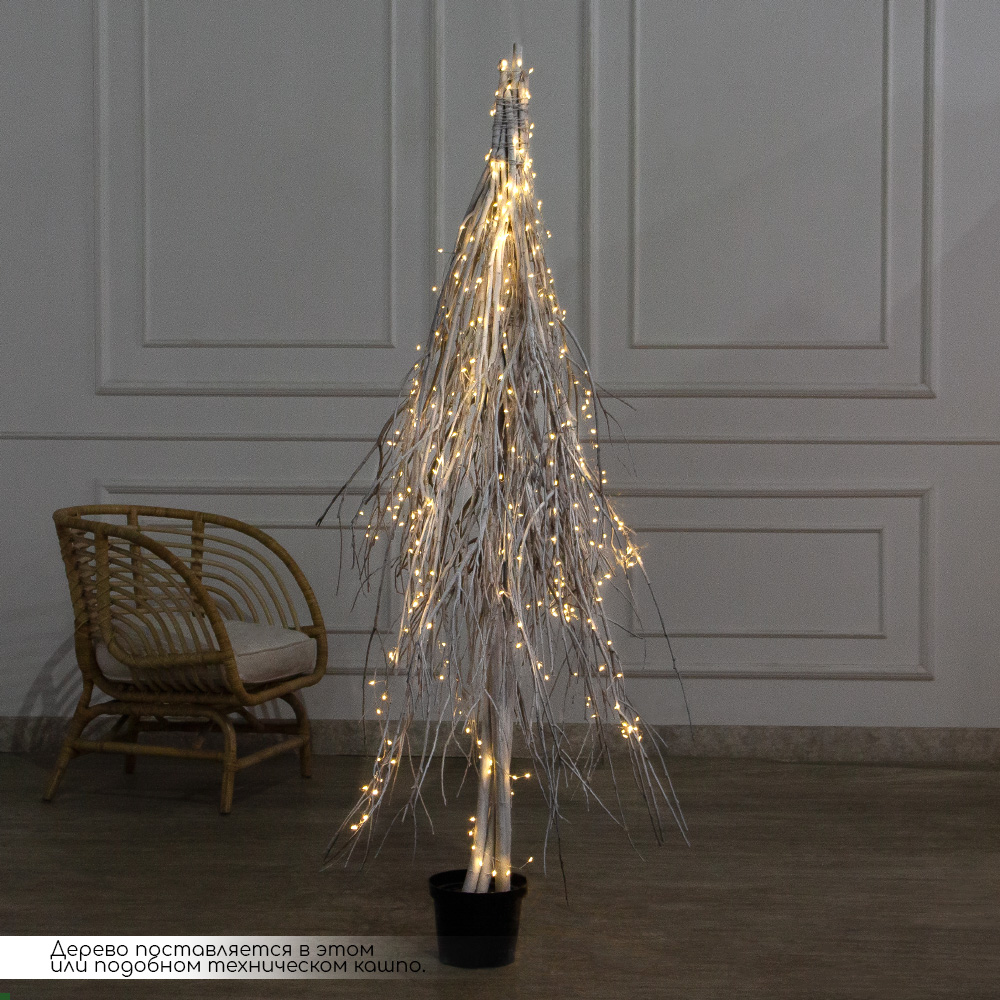 170/РН/СВ03т(Пр)(F) Ель в скандиновском стиле с гирляндой Роса h170см, белая_3