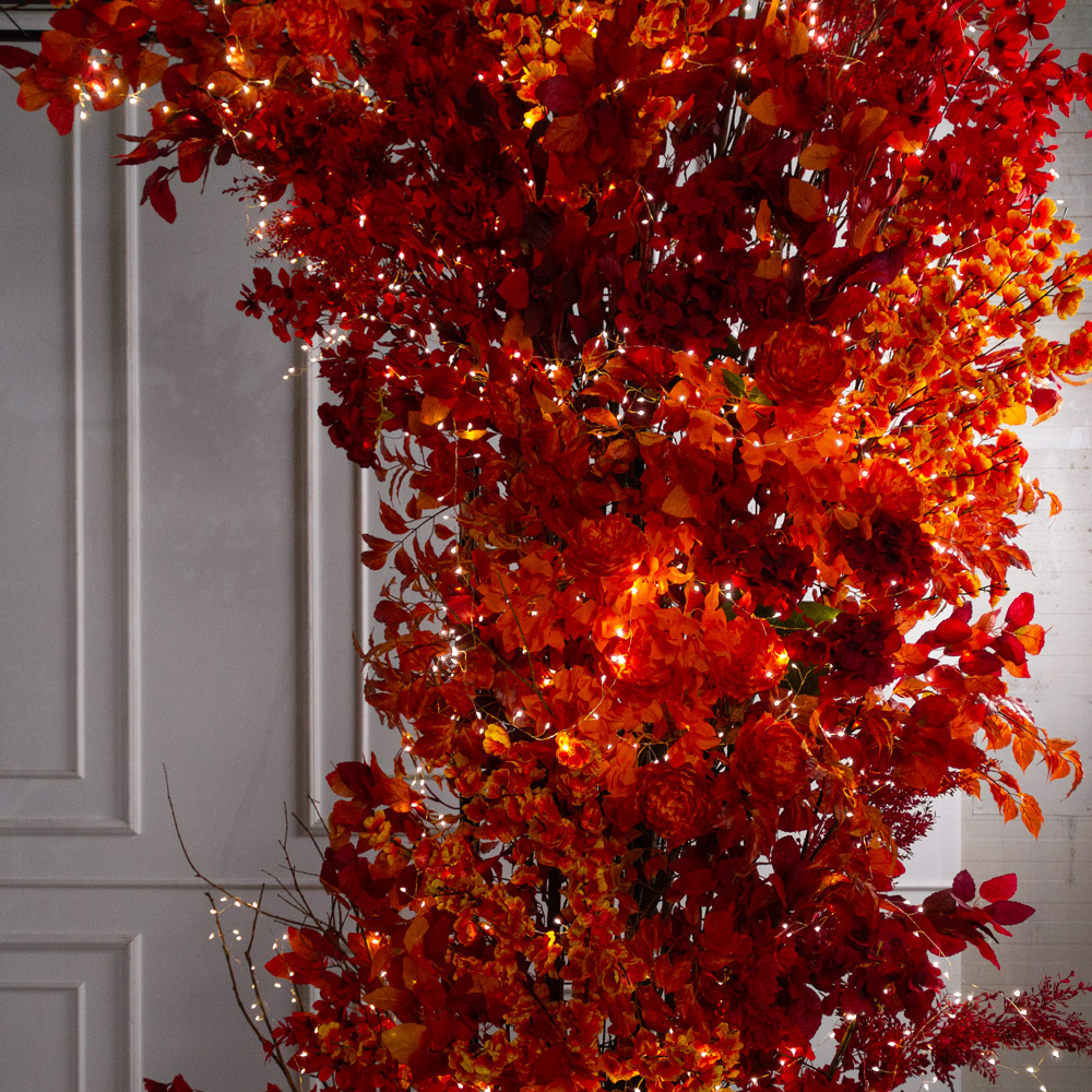 ДЛ/СВ03/175(Пр)(Fix)(F) Декор входной группы h300см на прутьях, пристенный с гирляндой, бордовый_3