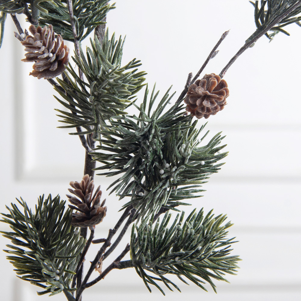 736А/0424-0140(F) Ветка еловая НГ с шишками и блёстками h65см(40+25см) 3ветки_4