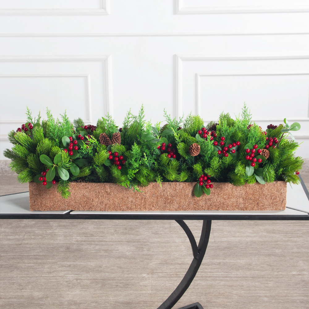 КНг57-5(з)(F) Композиция НГ искусственная с ягодами в кокосовом боксе 85х15х10см_2