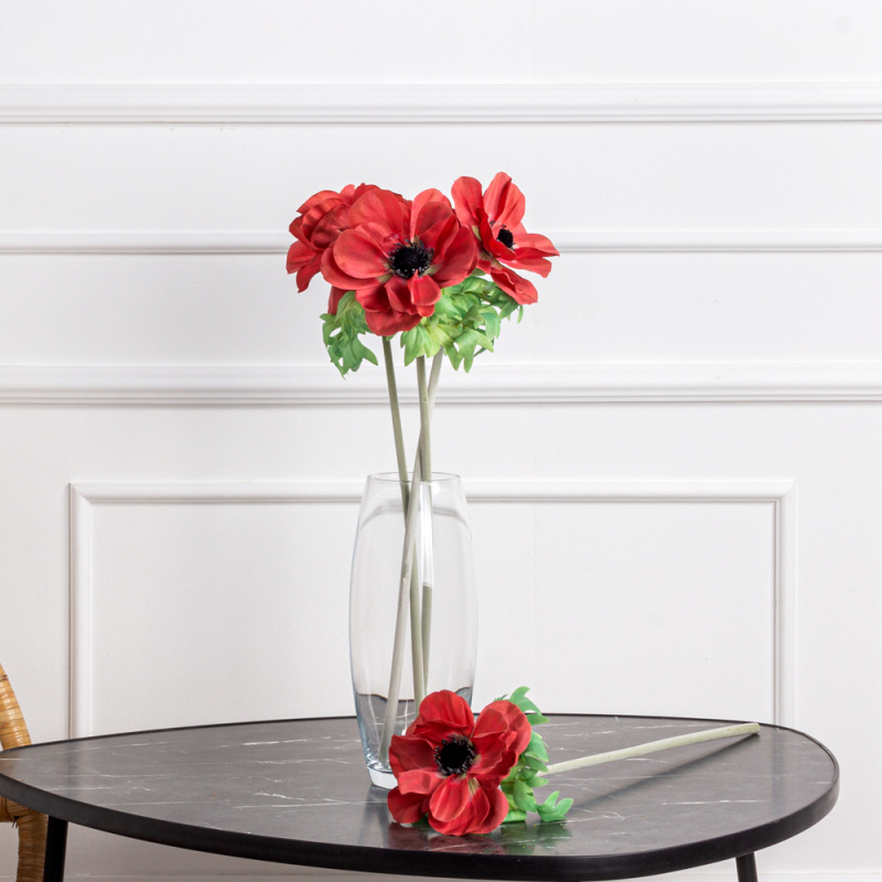 7141А/9120-02/2Р(АКЦИЯ) Анемон искусственный 1 голова d13см, h52см, красный_2