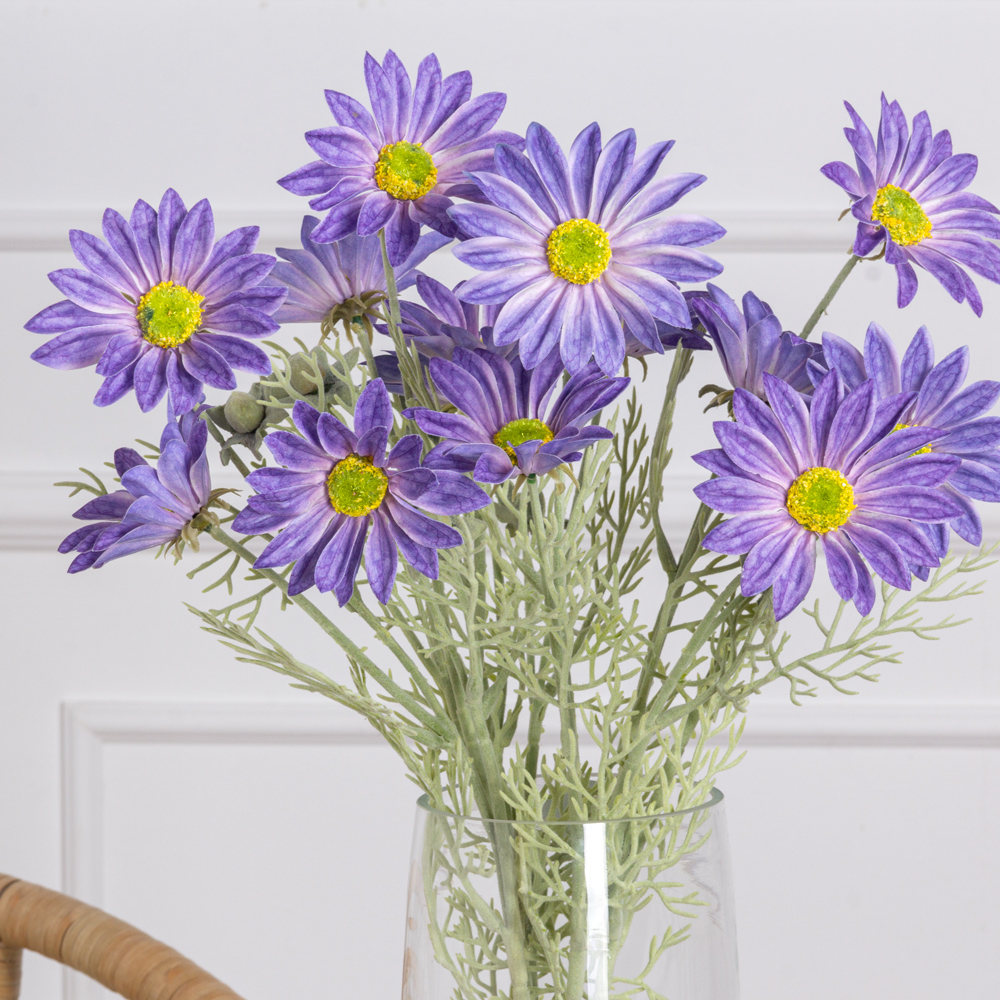 7141А/0443-20/17Р Ромашка искусственная 3 головы, 2 бутона, h60см, фиолетовая_1