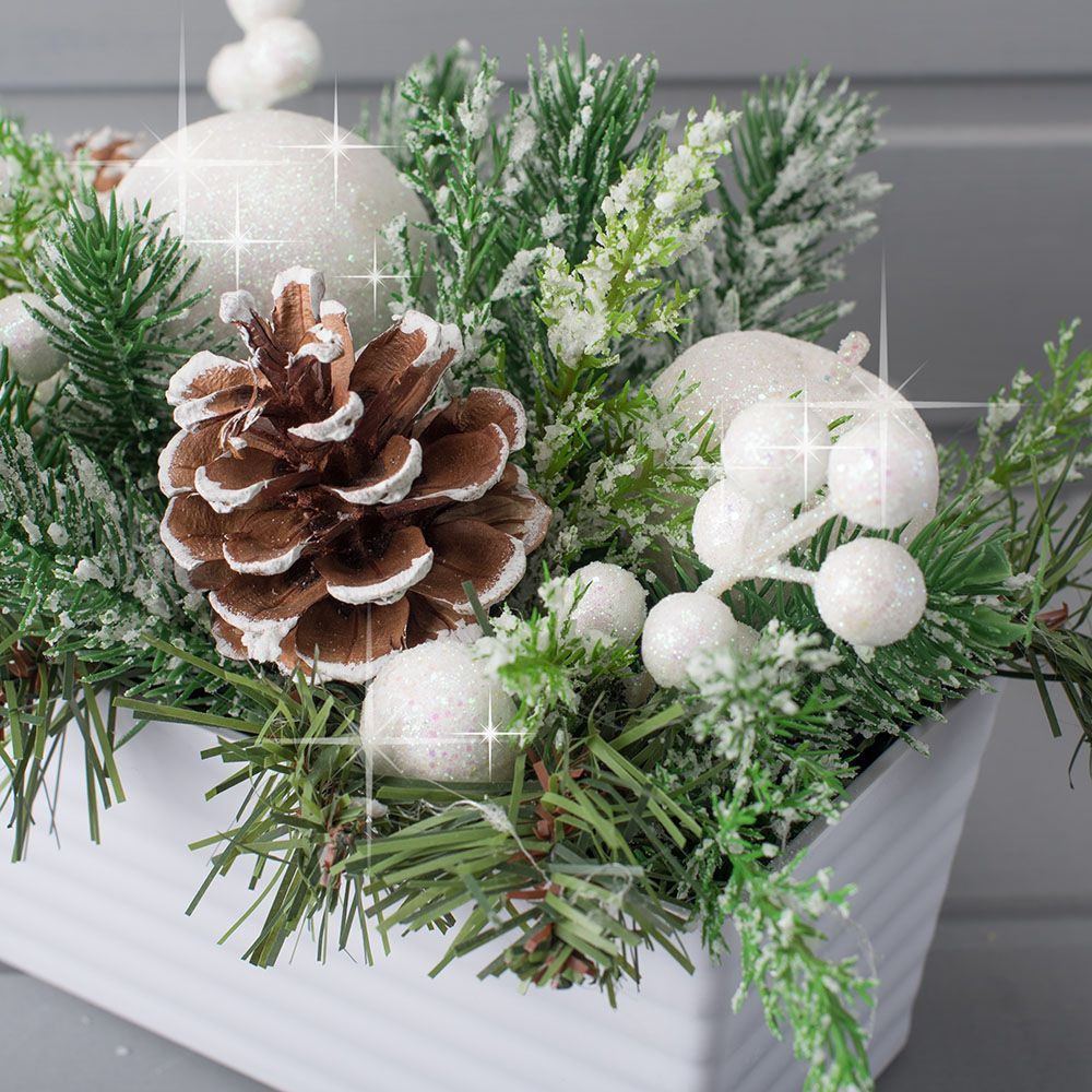 КНг52 Композиция НГ белоснеж. h-20см в балконном кашпо 20*9*h-8см_3