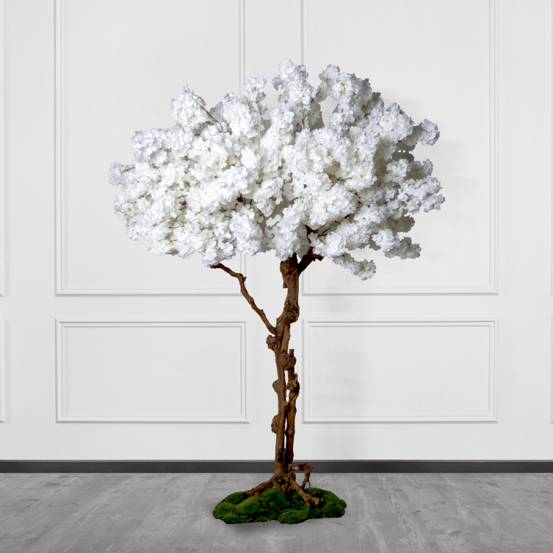 250/ОС/225-3(з) Сакура искусственная h250см, d150см на основании 60х35см, белая